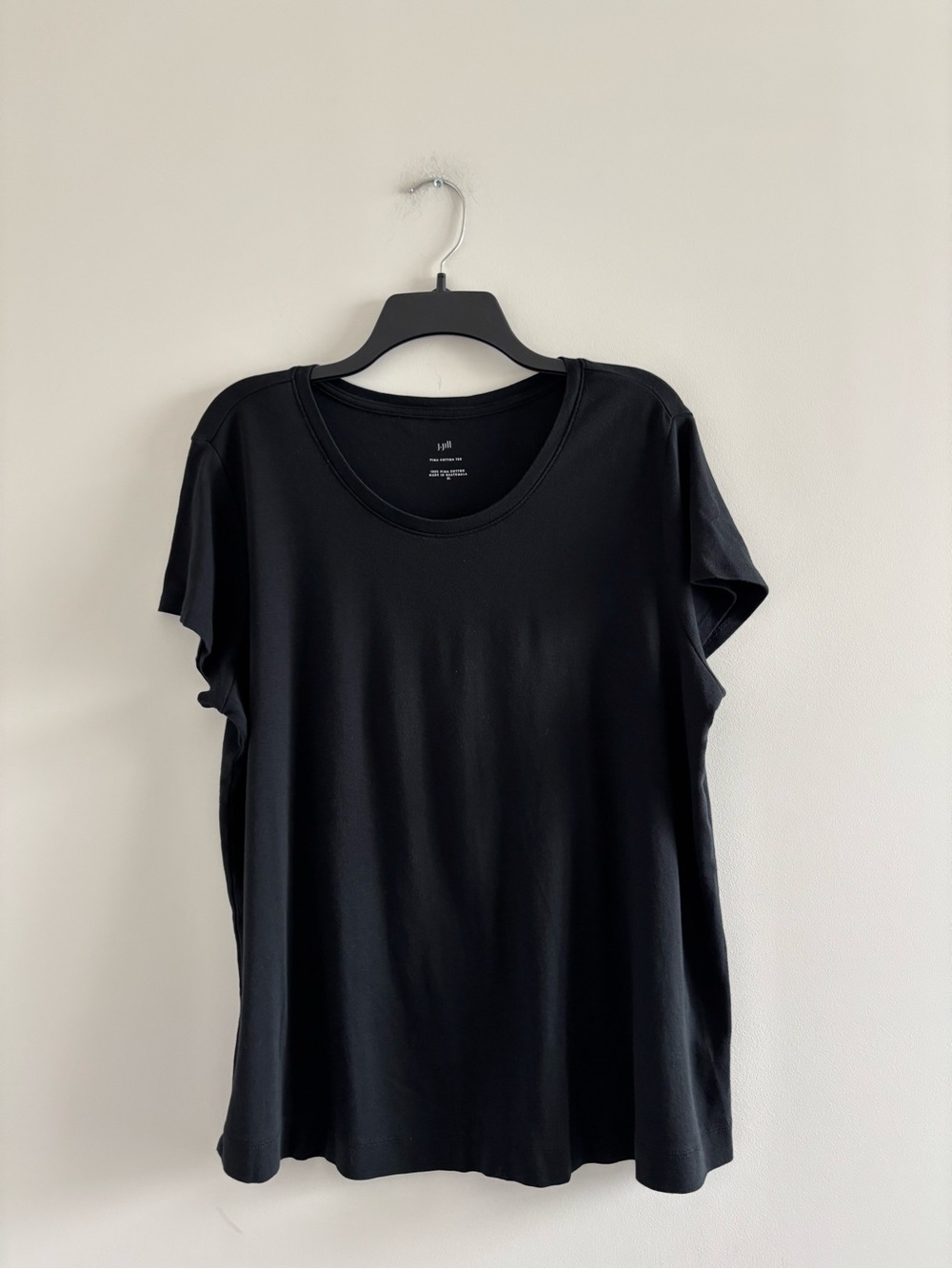 J. Jill Pima Cotton Tee T-Shirt Black Short Sleeve Womens XL Casual Minimalist - Picture 3 of 9